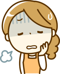 悩んでいる主婦のイラスト