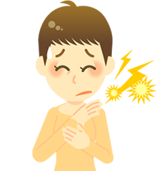 手の痛みやしびれに悩む女性のイラスト