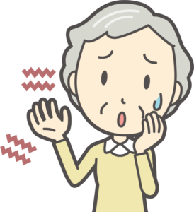 手のしびれに悩む女性のイラスト