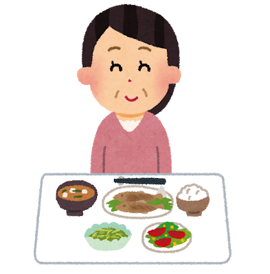 和食を食べるイラスト